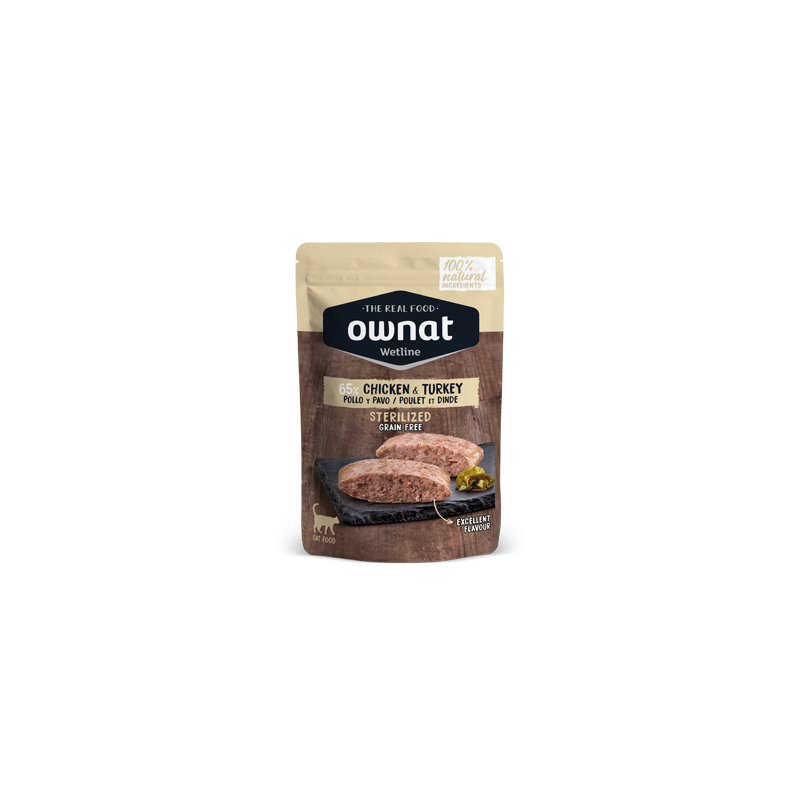 Sachet stérilisé dinde-poulet 85gr sans céréales - Ownat