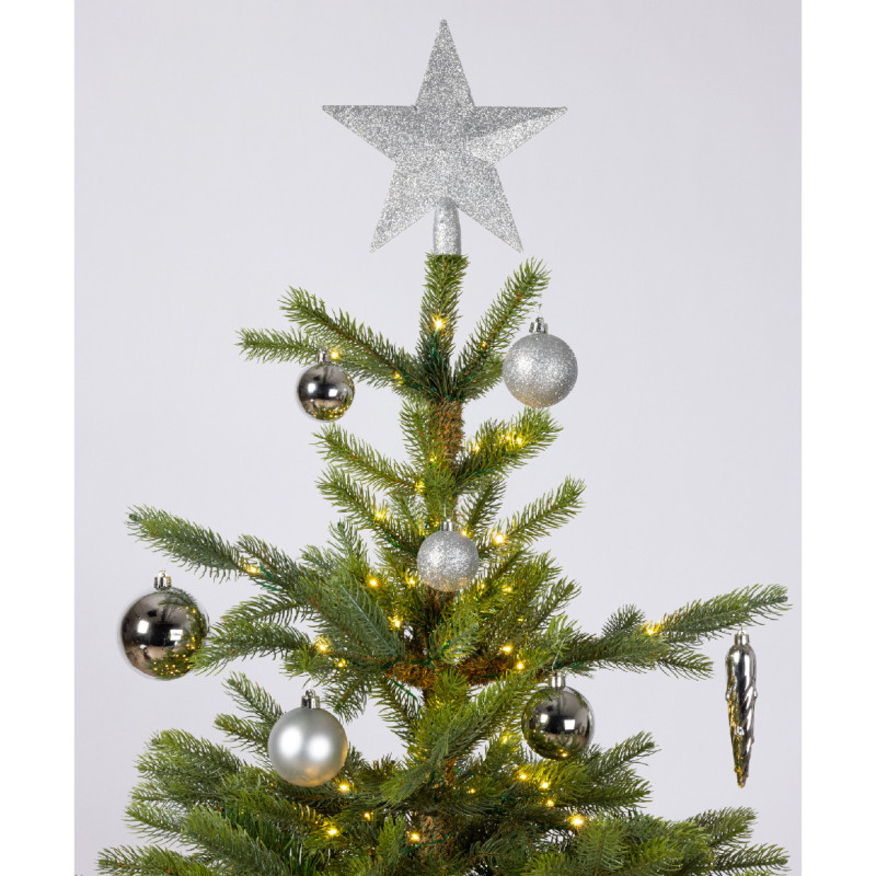 Coffret 33 décorations sapin argent